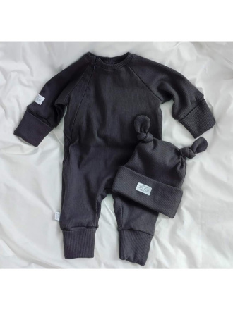 SET Rebro NEW BORN overal  + mini rebro čiapočka s uzlíčkami