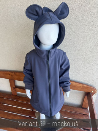Rastúca softshell bunda so stojačikovou kapucňou - DOMI s uškami - jeseň/ZIMA
